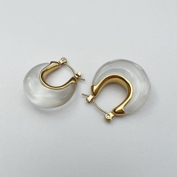 New! “Stila” Clear Resin Hoop Earrings - Picture 1 of 4